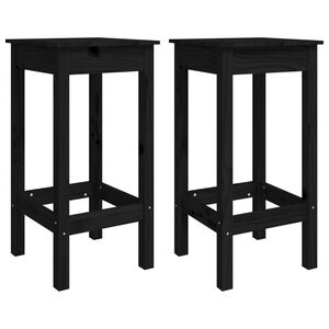 vidaXL Barske stolice 2 kom crne 40 x 40 x 78 cm od masivne borovine