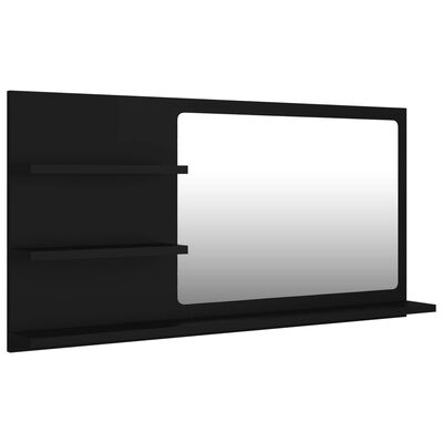 vidaXL Kupaonsko ogledalo crno 90 x 10,5 x 45 cm konstruirano drvo