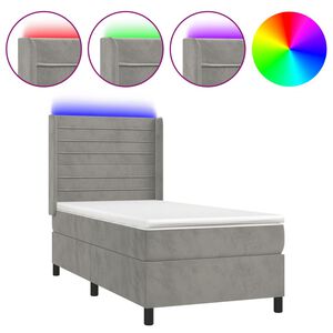 vidaXL Krevet box spring s madracem LED svjetlosivi 80x200 cm bar&scaron;un