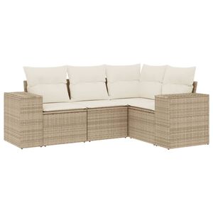 vidaXL 4-dijelni set vrtnih sofa s jastucima bež od poliratana
