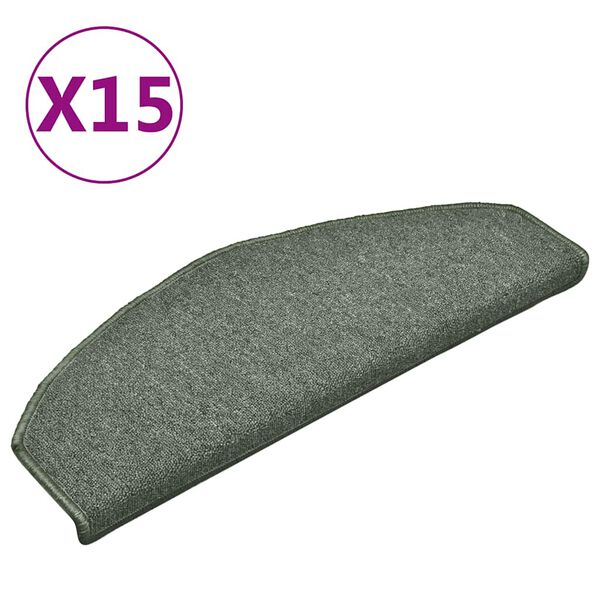 vidaXL Prostirke za stepenice 15 kom 65x24x4 cm tamnozelene poluokrugle velike
