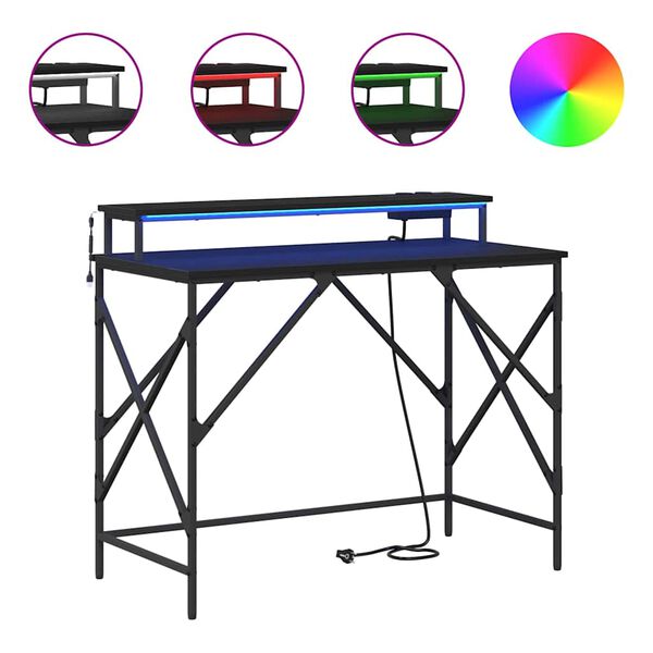 vidaXL Stol s policom Crni hrast 100 x 50 x 86,5 cm Konstruirano drvo