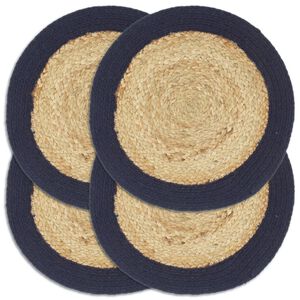 vidaXL Podmetači 4 kom prirodna i modra boja 38 cm od jute i pamuka