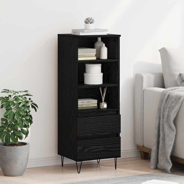 vidaXL Highboard Crni hrast 40 x 36 x 110 cm Konstruirano drvo