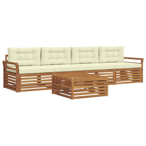 vidaXL Set vanjskih sofa s jastukom 5 pcs Prirodna i krem