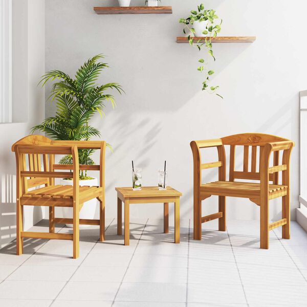 vidaXL Set za odmaranje u vrtu 3 pcs Prirodna Čvrsto drvo akacije