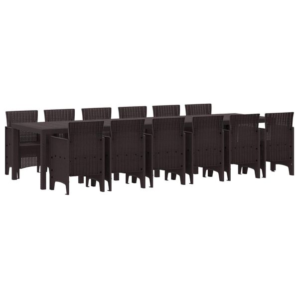 vidaXL Vrtni set za objed 13 pcs Smeđa Polt ratan