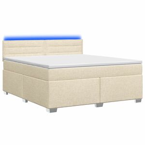 vidaXL Krevet s box springom, madracem i LED-om Krem 140 x 190 cm