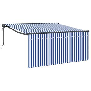 vidaXL Skrovita tenda Plava i bijela 350 x 250 cm Poliester i aluminij