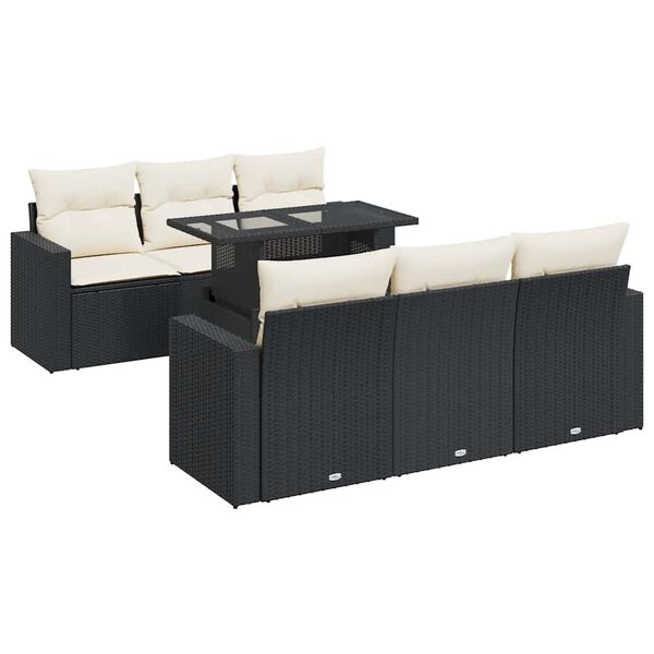 vidaXL 7-dijelni set vrtnih sofa od poliratana s jastucima crni