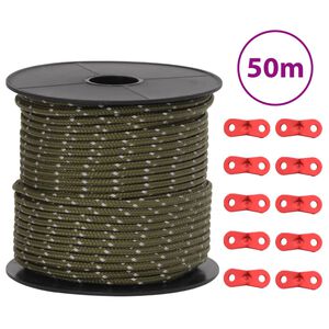 vidaXL Uže za &scaron;ator s reflektirajućim prugama i ključevima 50 m 4 mm