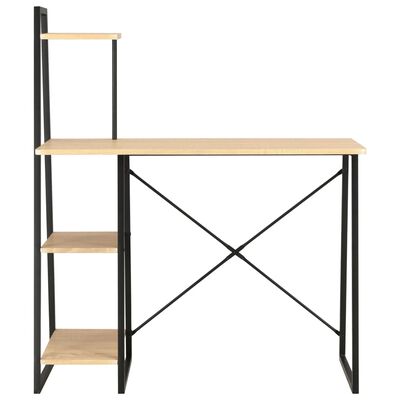 vidaXL Radni stol s policama crni i boja hrasta 102 x 50 x 117 cm