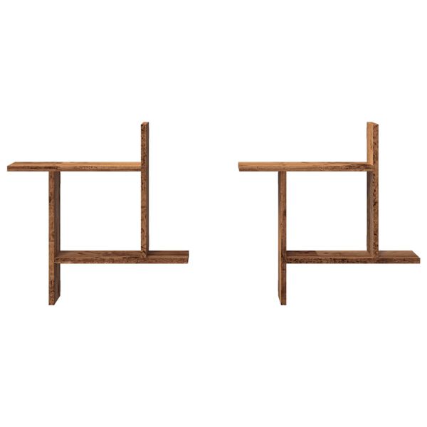 vidaXL Zidne police 2 kom boja staro drvo 50x12x50cm konstruirano drvo