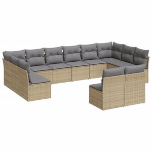 vidaXL 12-dijelni set vrtnih sofa od poliratana s jastucima bež