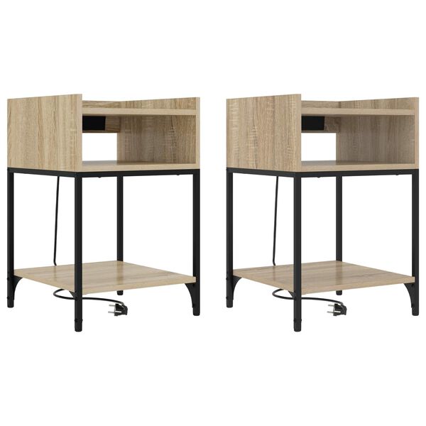 vidaXL Noćni ormar s policom 2 pcs Sonoma hrast 40 x 40 x 61 cm
