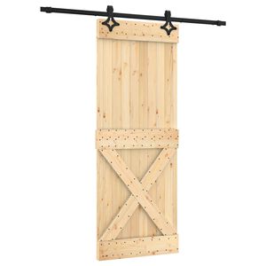 vidaXL Klizna vrata 80 x 210 cm Čvrsta borovina (neobrađena)