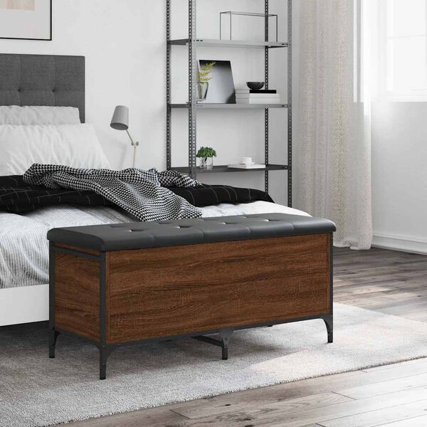 vidaXL Klupa za pohranu boja hrasta 102x42x45 cm od konstruiranog drva