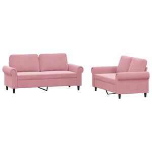 vidaXL 2-dijelni set sofa s jastucima ružičasti bar&scaron;unasti