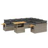 vidaXL 10-dijelni set vrtnih sofa od poliratana s jastucima sivi