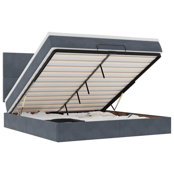 vidaXL Okvir kreveta s madracima tamnosivi 180x200cm baršunasti