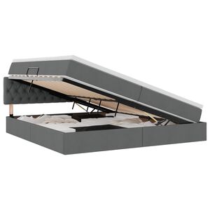 vidaXL Krevet s prostorom za pohranu s LED-om Tamno siva 200 x 200 cm