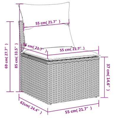 vidaXL 8-dijelni set vrtnih sofa s jastucima smeđi od poliratana