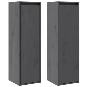 vidaXL Zidni ormarići 2 kom sivi 30 x 30 x 100 cm od masivne borovine