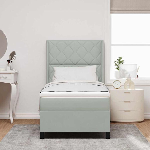 vidaXL Krevet s opruga kutije Svijetlo siva 90 x 200 cm Bar&scaron;un