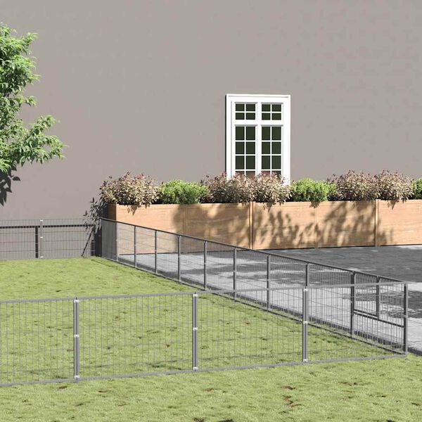 vidaXL Kavez za pse srebrni 100 m&sup2; čelični