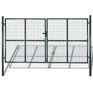 vidaXL Dvokrilna ogradna vrata 300x150 cm Čelik s pra&scaron;kastim premazom