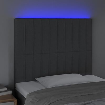 vidaXL LED uzglavlje tamnosivo 80x5x118/128 cm od tkanine