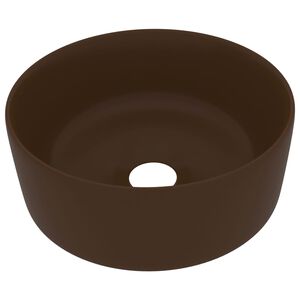 vidaXL Luksuzni okrugli umivaonik mat tamnosmeđi 40 x 15 cm keramički