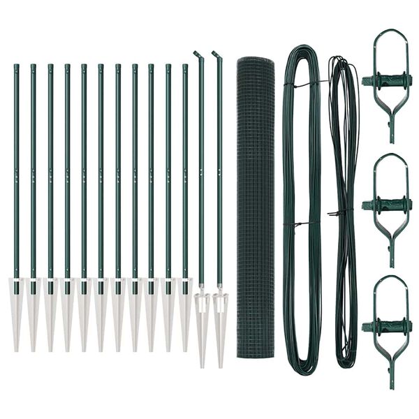 vidaXL Stup za ogradu Zelena 25 x 1,4 m (19 x 19 mm mreža) Čelik i PVC