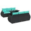 vidaXL 7-dijelni set vrtnih sofa od poliratana s jastucima crni bagrem
