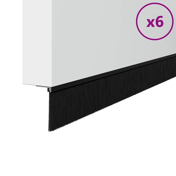 vidaXL Držač četke za vrata 6 pcs Crna 100 cm Aluminijski legura