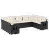 vidaXL 9-dijelni set vrtnih sofa s jastucima crni od poliratana