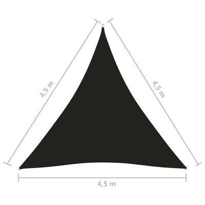 vidaXL Jedro protiv sunca od tkanine trokutasto 4,5 x 4,5 x 4,5 m crno