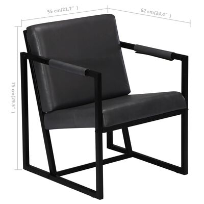 vidaXL Fotelja od prave kože siva