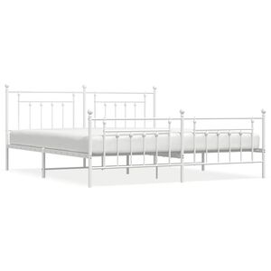 vidaXL Metalni okvir kreveta uzglavlje i podnožje bijeli 193x203 cm