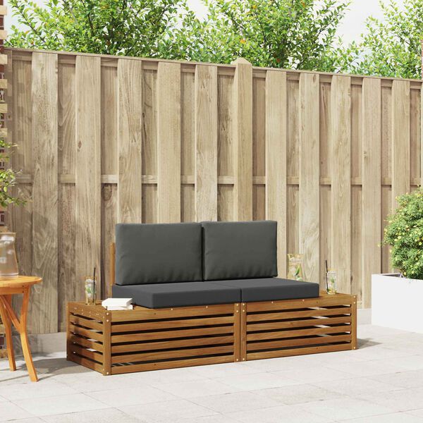 vidaXL Set vanjskih sofa s jastukom 2 Komad Prirodna i antracit