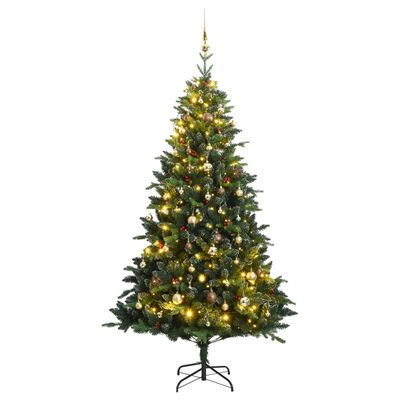 vidaXL Umjetno božićno drvce 150 LED sa šarkama i kuglicama 150 cm