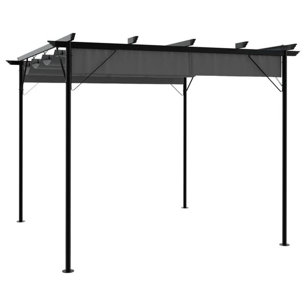 vidaXL Pergola s pomičnim krovom antracit 3 x 3 m čelična 180 g/m²