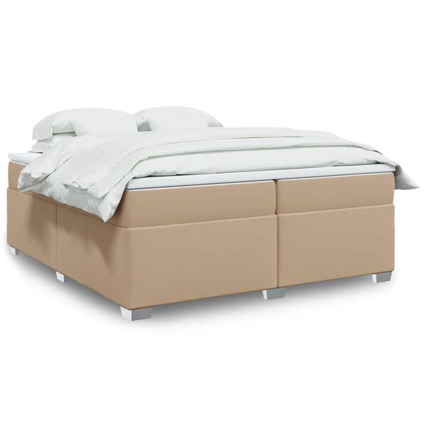 vidaXL Krevet box spring s madracem cappuccino 200x200cm umjetna koža