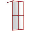 vidaXL Stijenka za walk-in tu&scaron; sa staklom ESG crvena 100 x 195 cm