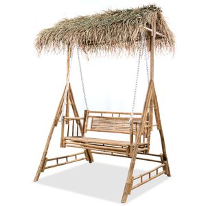 vidaXL Ljuljačka za 2 osobe od bambusa s palminim li&scaron;ćem 202 cm