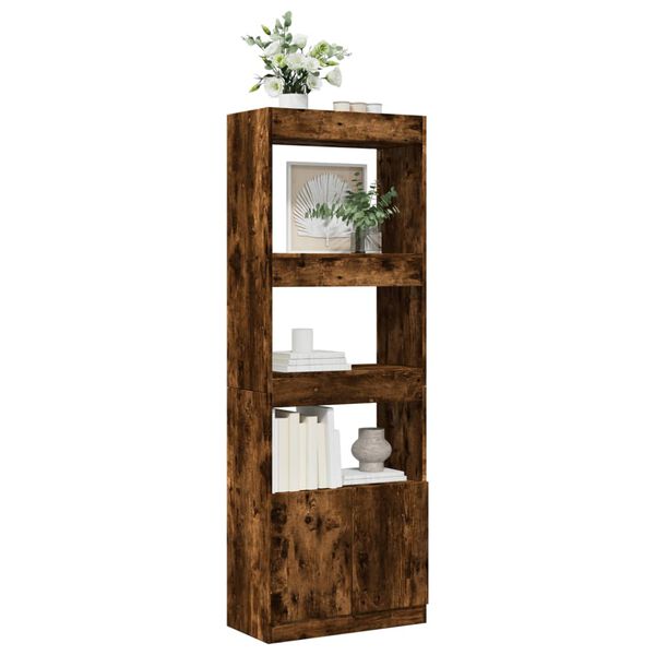 vidaXL Visoka komoda Smoked Oak 63x33x180 cm od konstruiranog drva