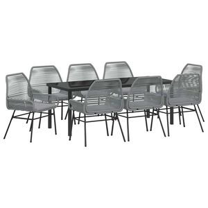 vidaXL Vrtni set za objed s jastukom 9 pcs Siva poliratan