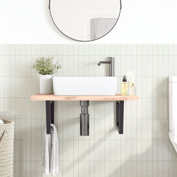 vidaXL Nosači polica za umivaonik 2 kom crni trapezni čelični