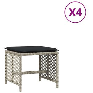 vidaXL Vrtni taburei s jastucima 4 kom 41x41x36 cm od poliratana