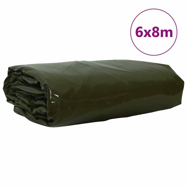 vidaXL Cerada 650g / m² Maslinasto zelena 6 x 8 m Platno s PVC premazom